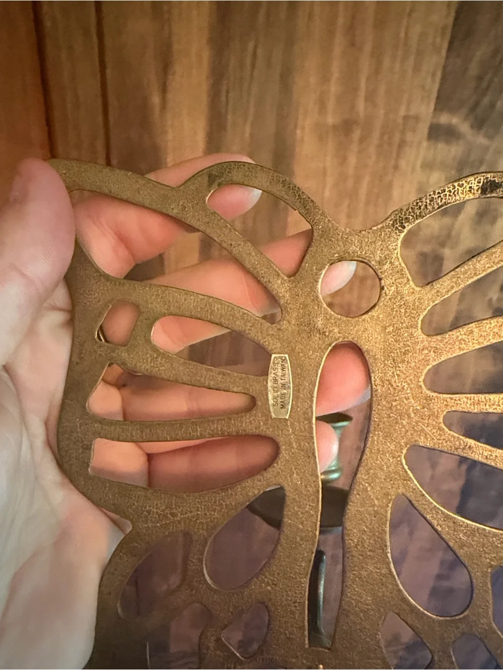 Vintage Brass Butterfly Wall Sconce Candle Holder Pair